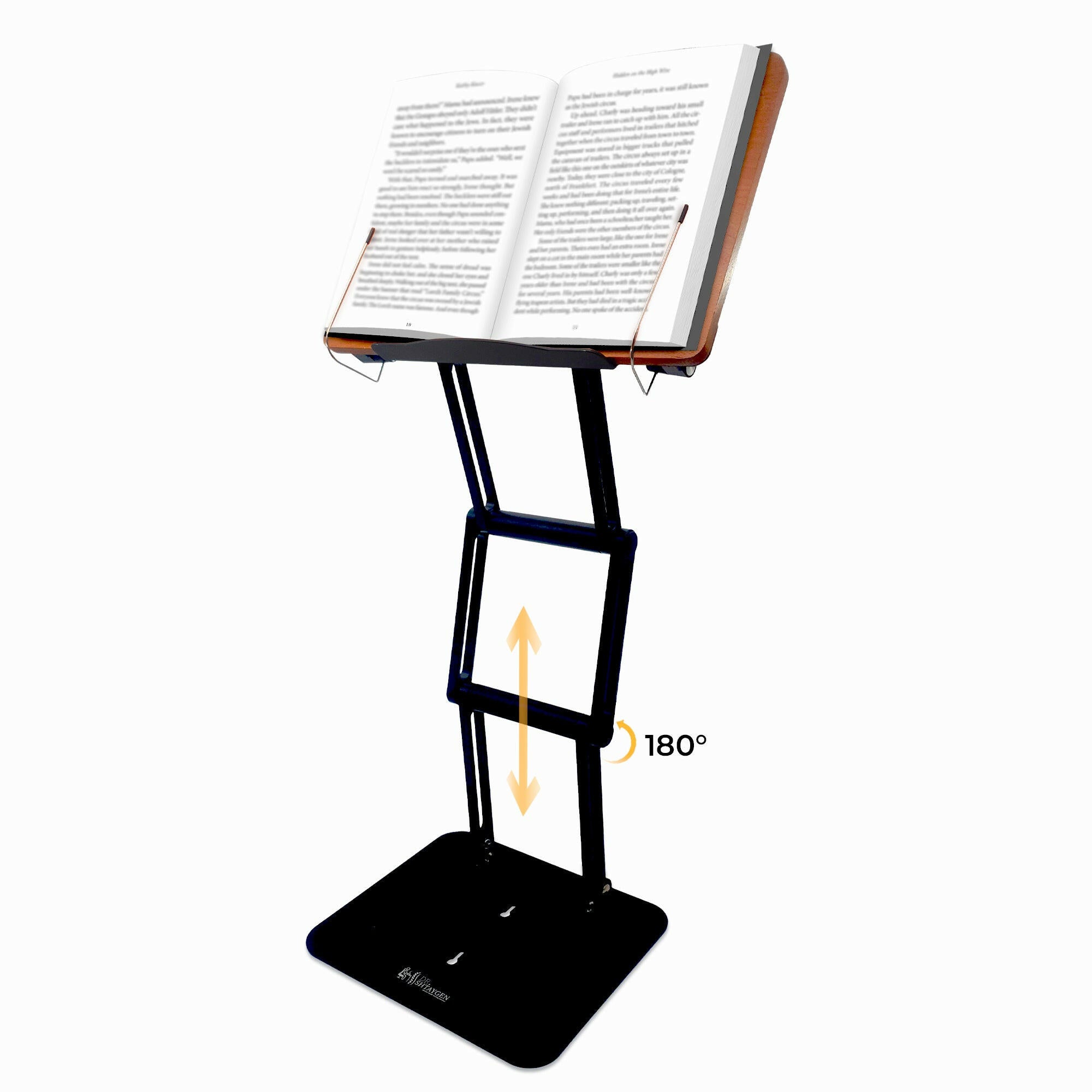 Ergonomic adjustable book holder and stand for laptop, cookbook, textbook use, enhancing comfort and productivity