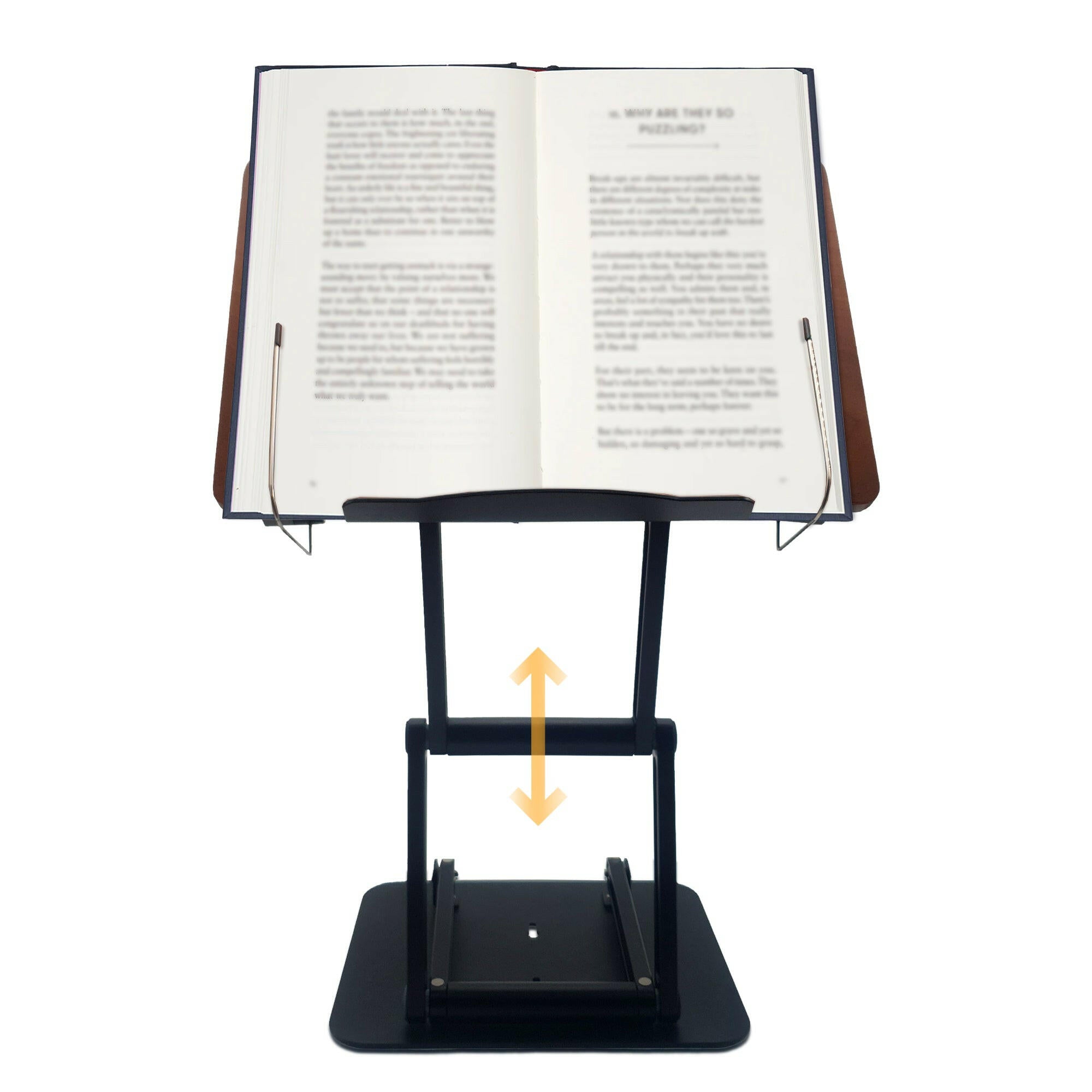 Ergonomic adjustable book holder and stand for laptop, cookbook, textbook use, enhancing comfort and productivity
