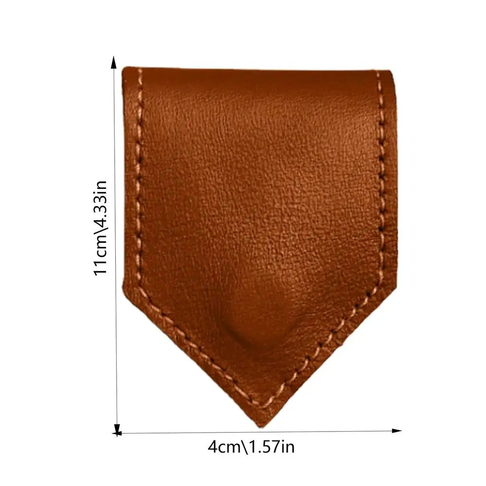 Dark brown leather magnetic bookmark, diamond shape with 4cm x 1.57in size.