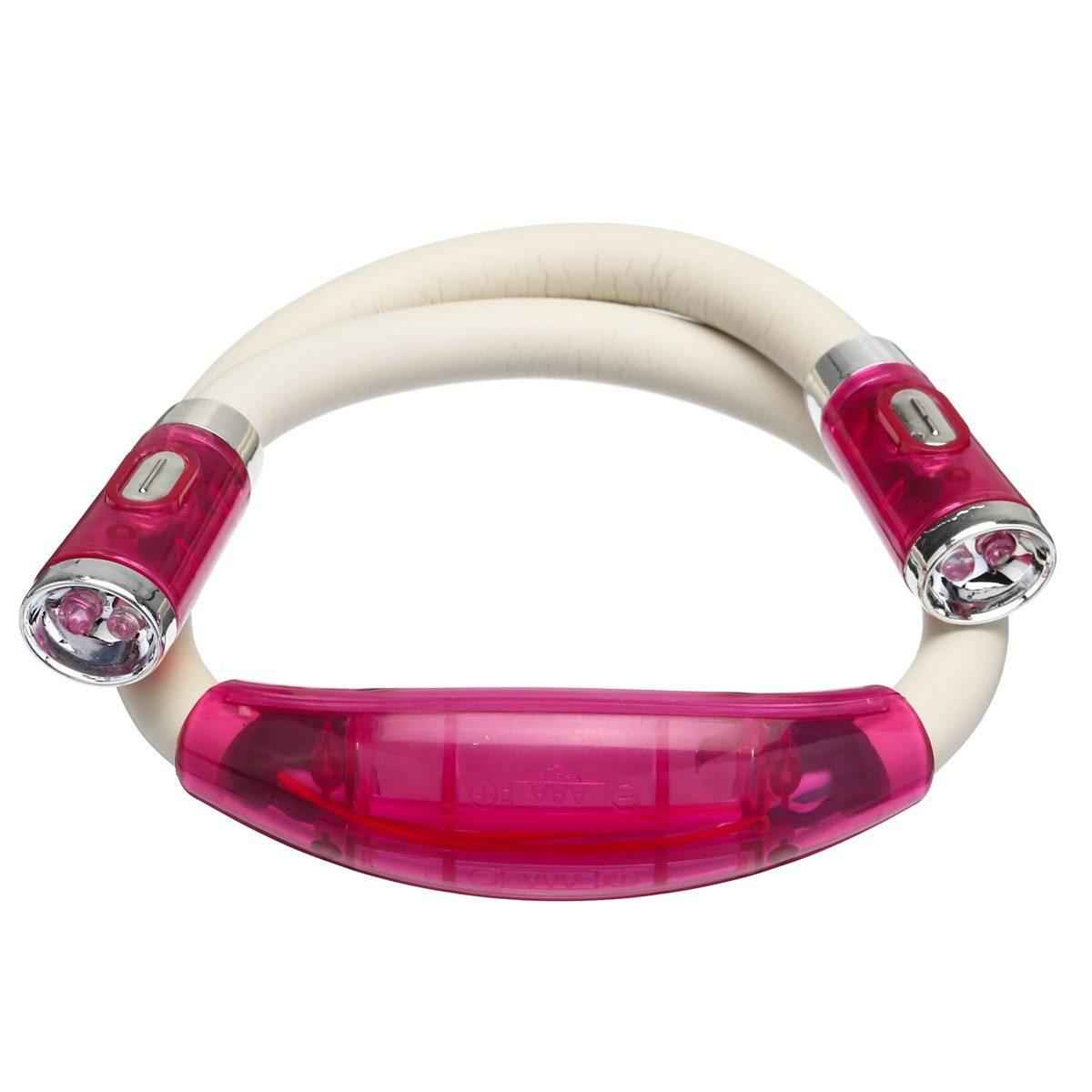 Hands-free LED neck light with white strap and red light heads