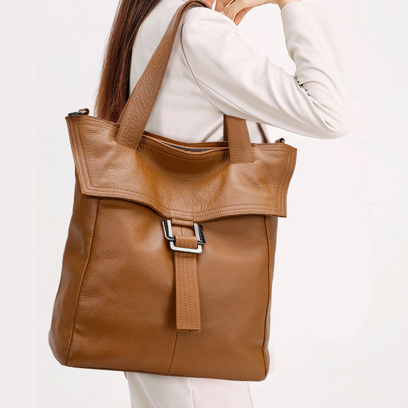 Genuine Leather Crossbody Bag for Women โ Retro Single-Shoulder Bag | Black & Tan