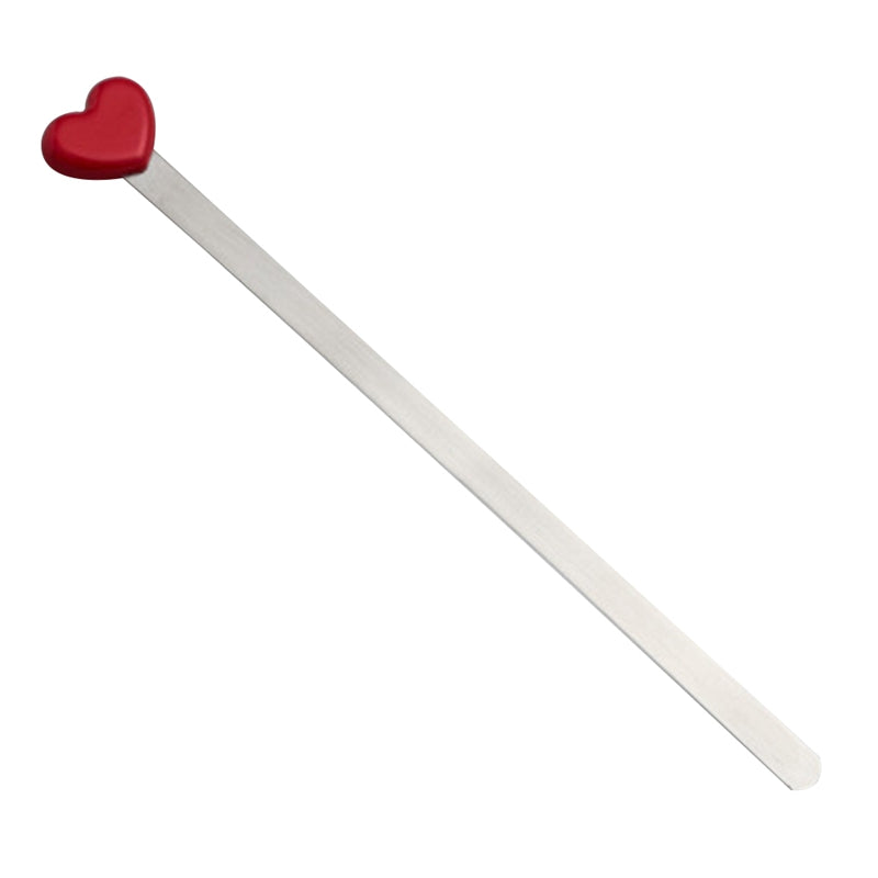 Red heart metal bookmark with slim silver bar and heart-shaped top