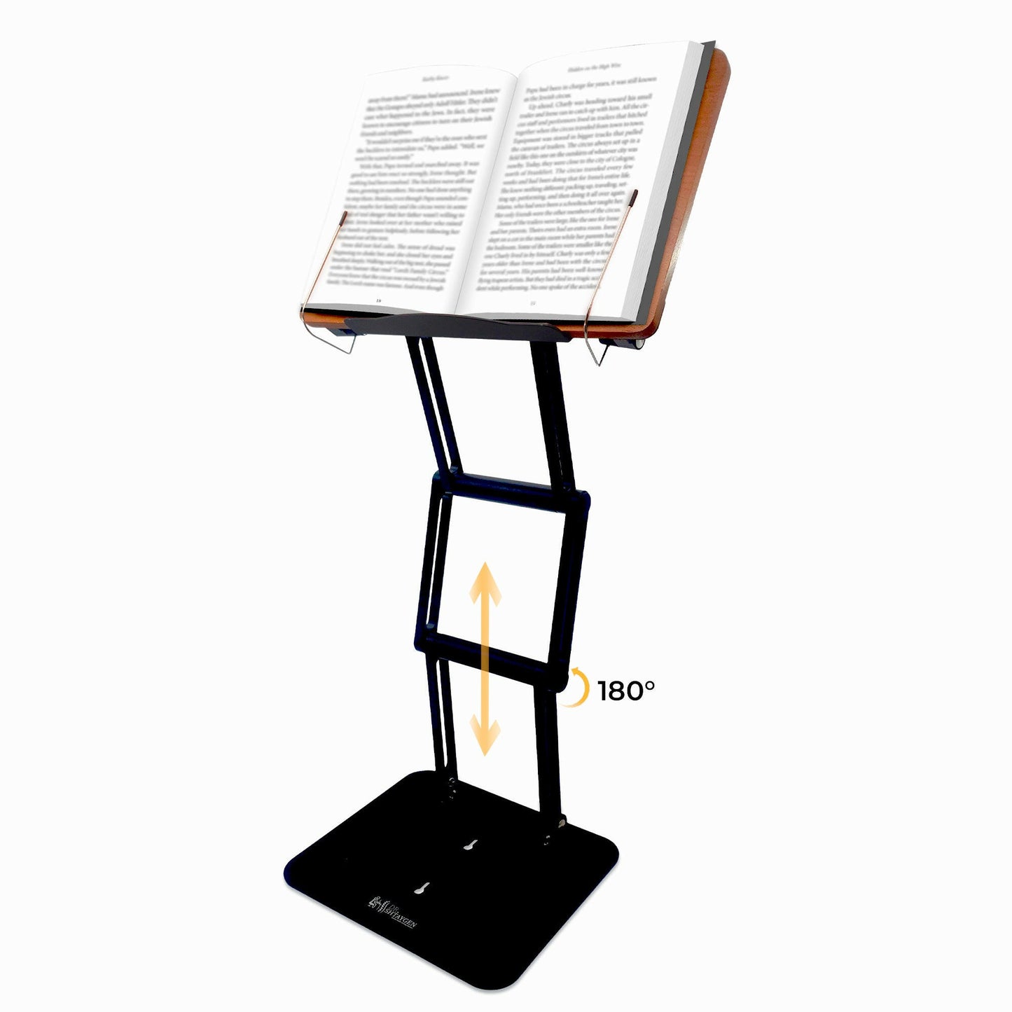 Ergonomic adjustable book holder and stand for laptop, cookbook, textbook use, enhancing comfort and productivity