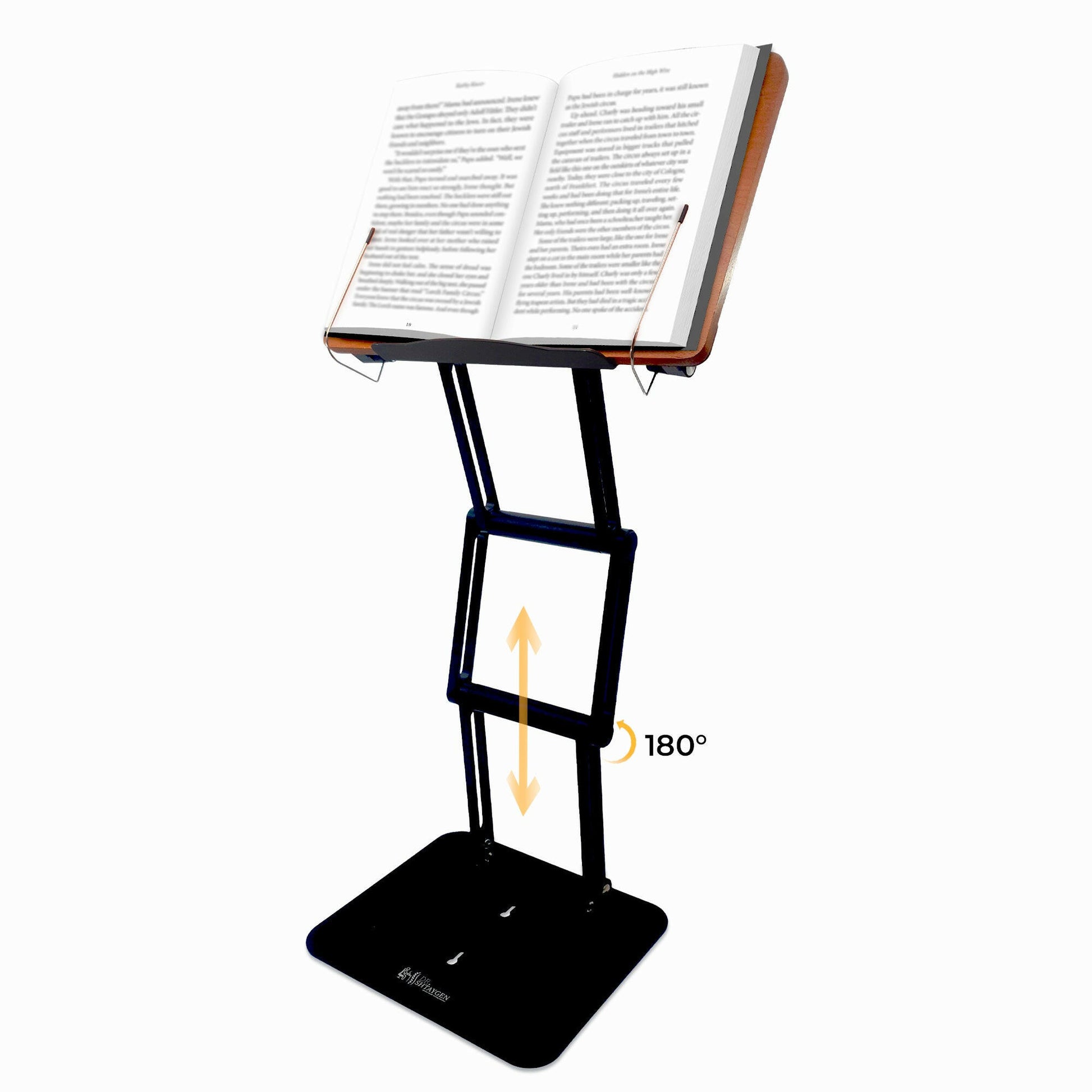 Ergonomic adjustable book holder and stand for laptop, cookbook, textbook use, enhancing comfort and productivity