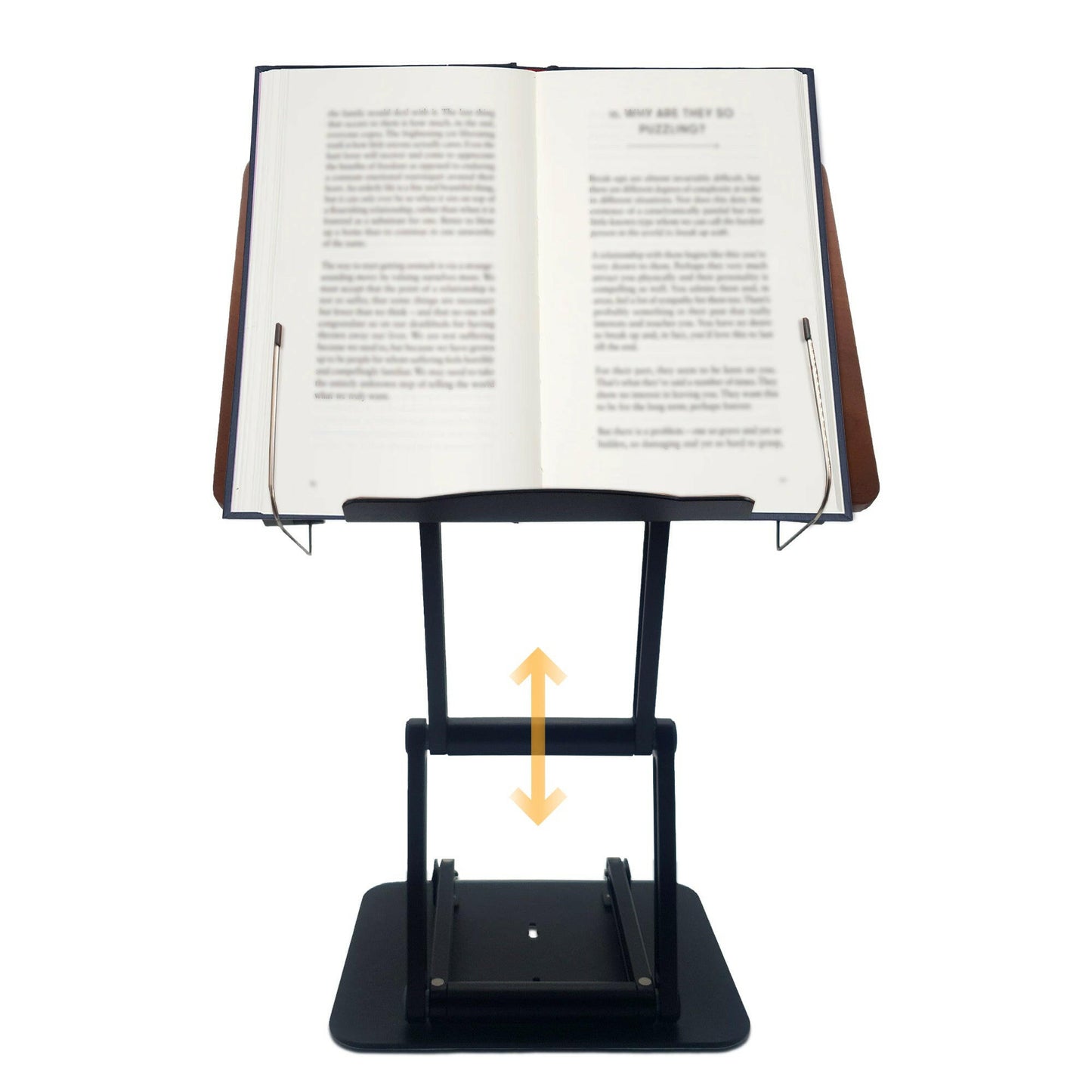Ergonomic adjustable book holder and stand for laptop, cookbook, textbook use, enhancing comfort and productivity