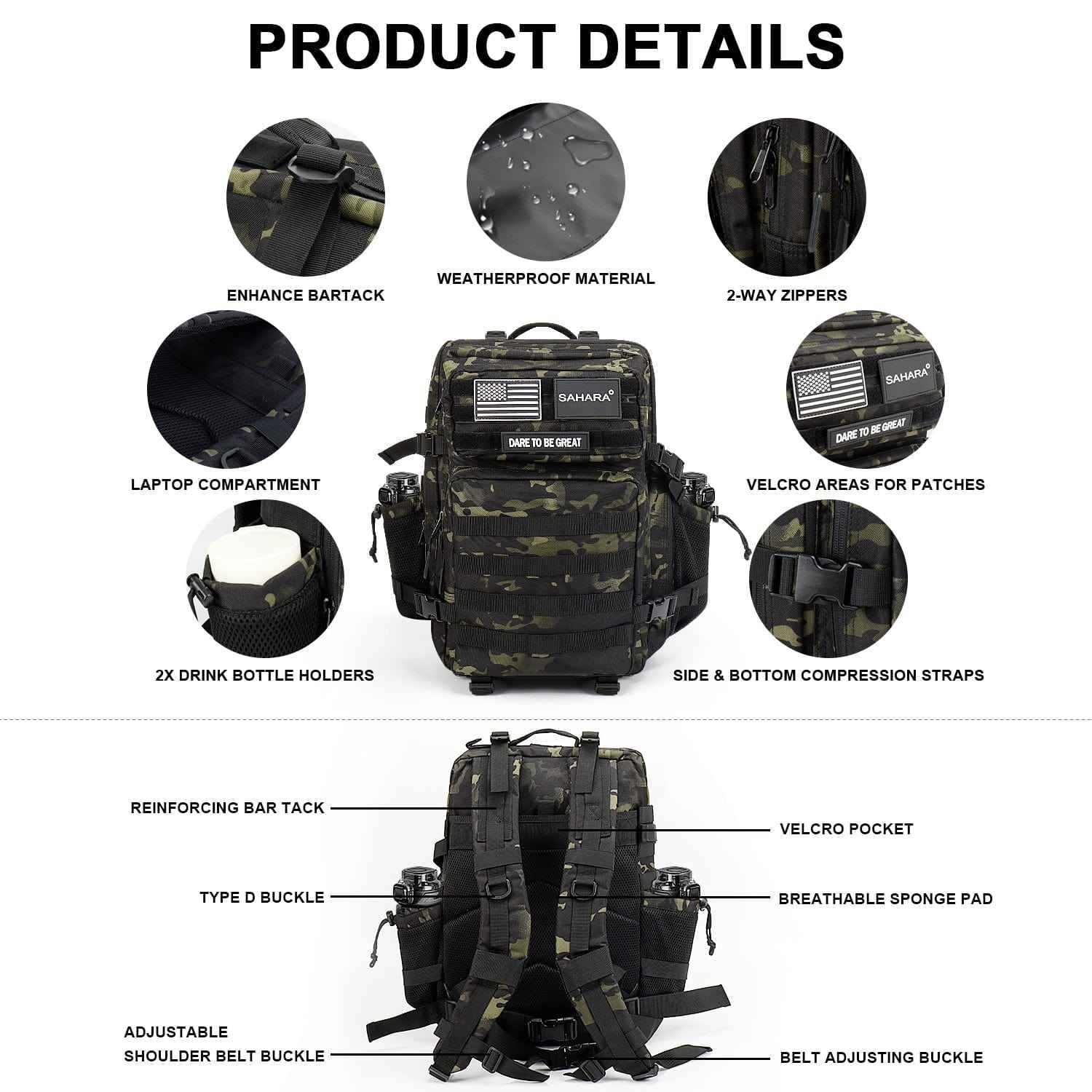 Raider Series Travel Bag & Laptop Backpack for Laptops up to 17.3-inch Pink Camo