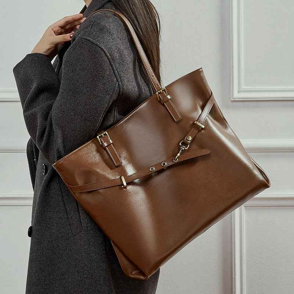 Casual Full-Grain Cowhide Leather Tote Bag – Luxury Everyday Carryall for The Stander
