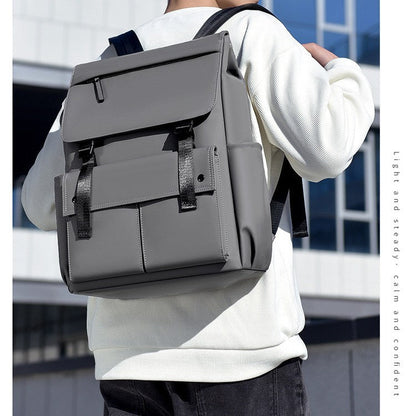 Men's Waterproof Nylon Backpack - Large Capacity Travel Backpack with Curved Shoulder Straps