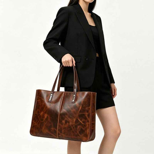Large-Capacity Full-Grain Leather Crossbody Bag – Retro Laptop Carryall for The Stander
