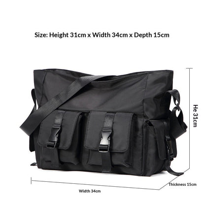 Men's Japanese Streetwear Canvas Crossbody Bag – Utility Shoulder Bag for Travel & Daily Use