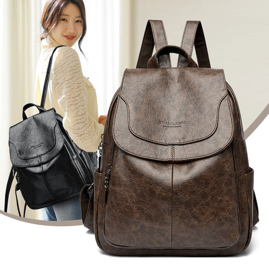 Women's Large Capacity Genuine Leather Travel Bag | Laptop Sleeve & Multi-Pocket