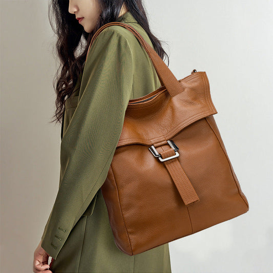 Genuine Leather Crossbody Bag for Women – Retro Single-Shoulder Bag | Black & Tan