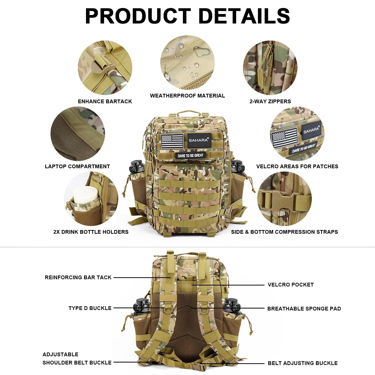 Raider Series Travel Bag & Laptop Backpack for Laptops up to 17.3-inch Pink Camo