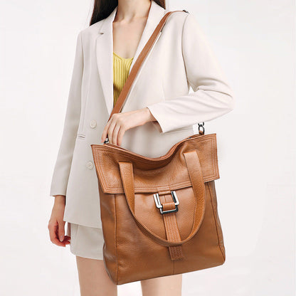Genuine Leather Crossbody Bag for Women – Retro Single-Shoulder Bag | Black & Tan
