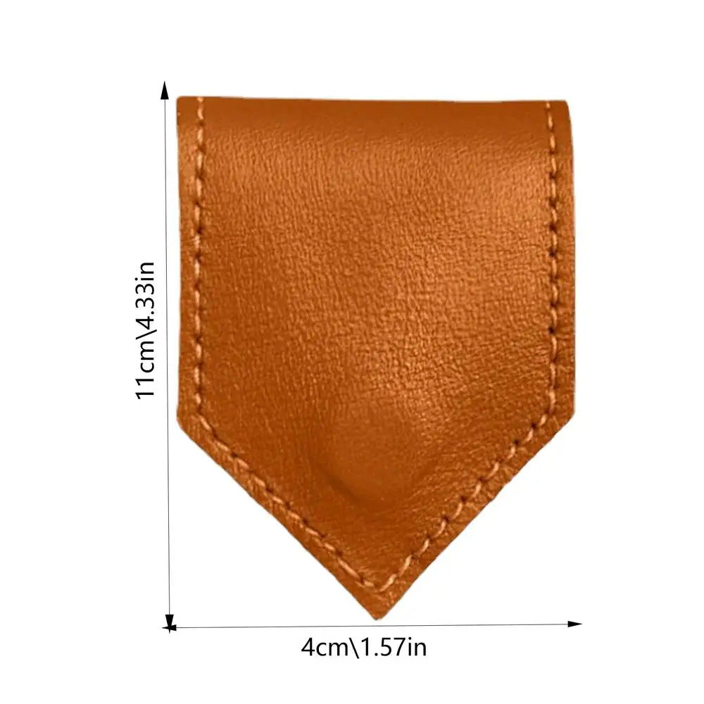 Light brown leather magnetic bookmark, diamond shape with 4cm x 1.57in size.