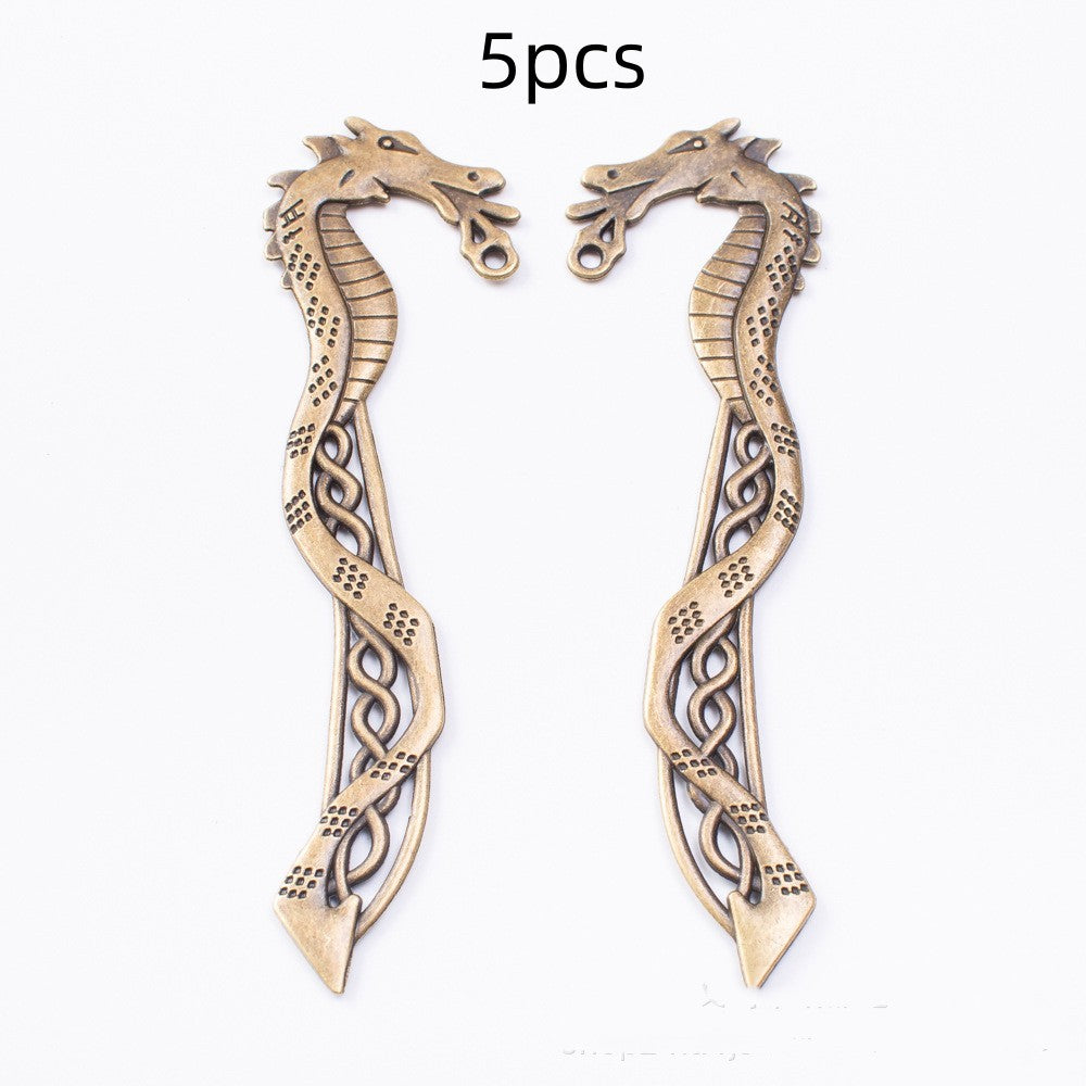 Two bronze vintage seahorse bookmark charms, decorative antiqued finish
