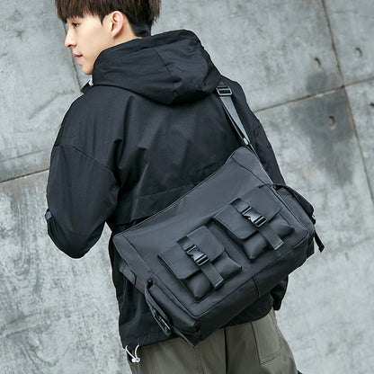 Men's Japanese Streetwear Canvas Crossbody Bag – Utility Shoulder Bag for Travel & Daily Use