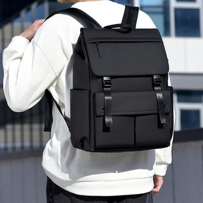 Men's Waterproof Nylon Backpack - Large Capacity Travel Backpack with Curved Shoulder Straps