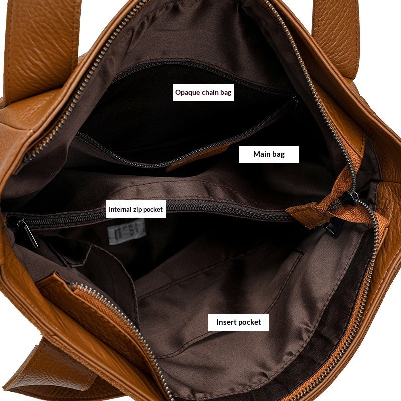 Genuine Leather Crossbody Bag for Women – Retro Single-Shoulder Bag | Black & Tan