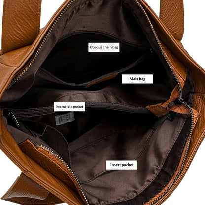 Genuine Leather Crossbody Bag for Women – Retro Single-Shoulder Bag | Black & Tan