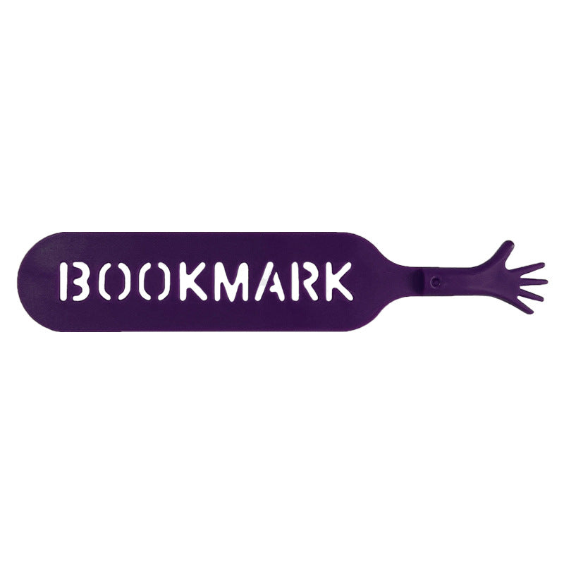 Purple four-finger bookmark with white 'BOOKMARK' lettering