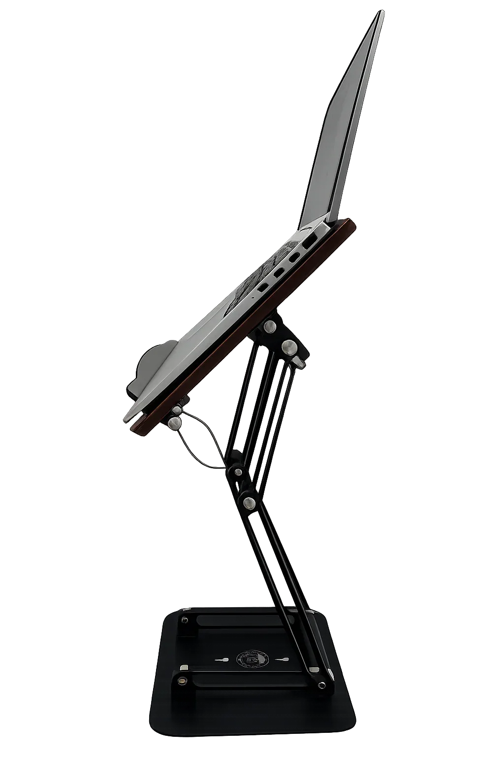 Adjustable laptop stand in mid-height position demonstrating flexible viewing angles and multi-position support for different working setups